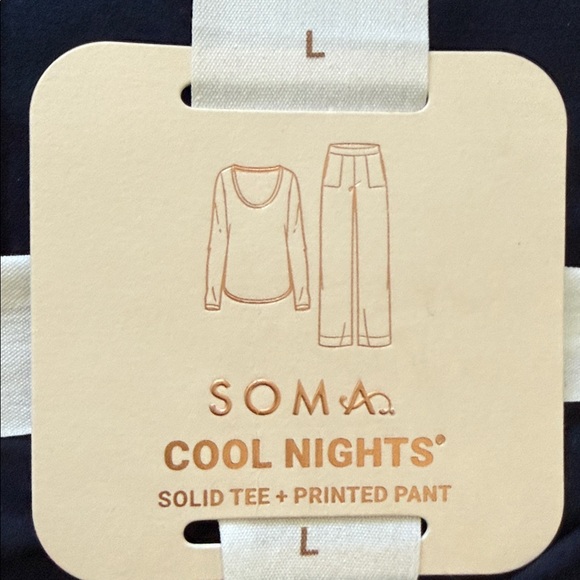 Soma Cool Nights Navy Tee and Polka Print Pajama Set - Picture 2 of 4